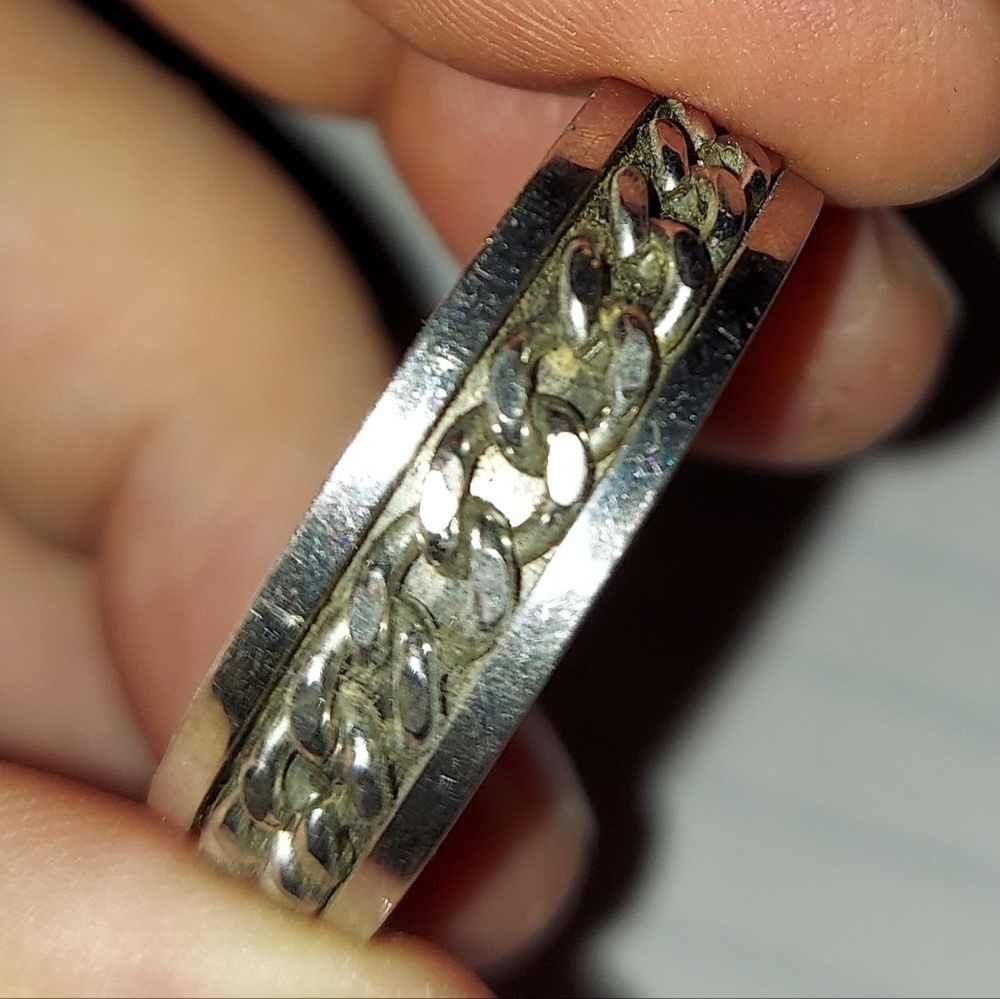 Mens silver chain ring